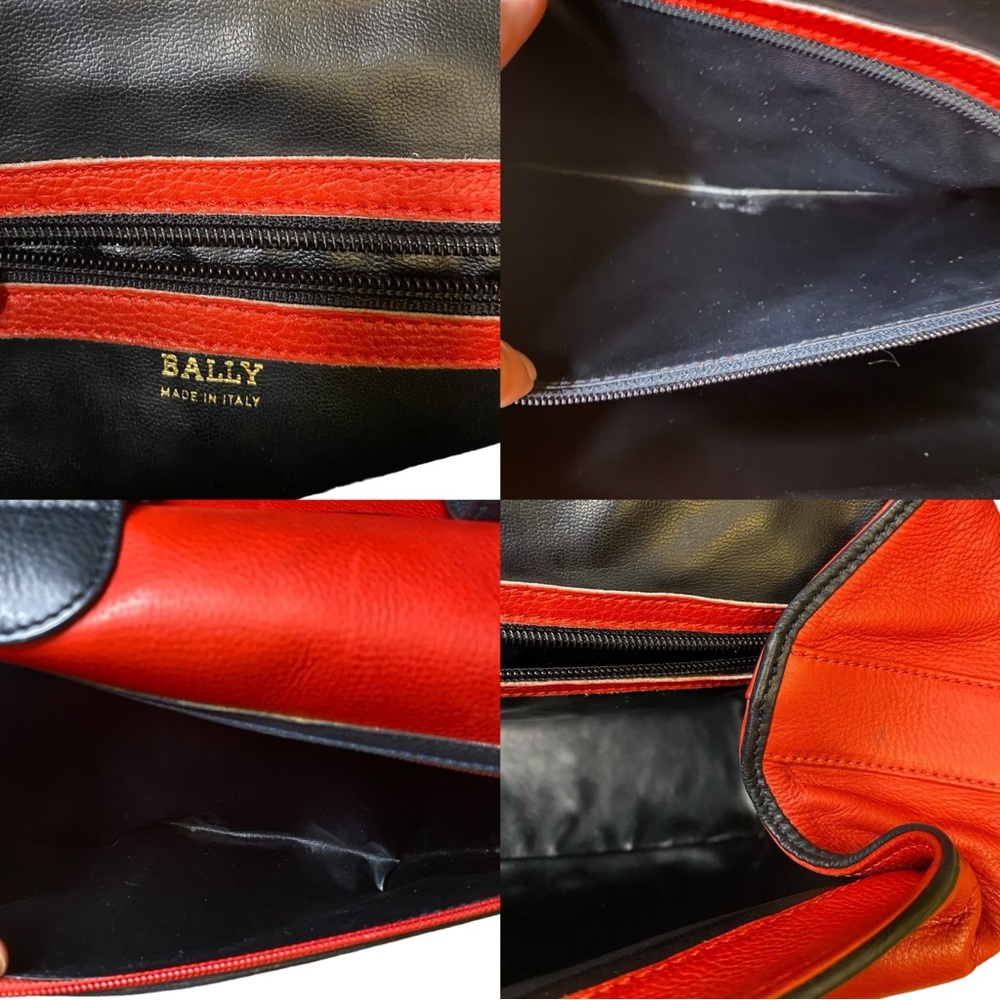 Bally Red/Black Leather Dual Hand with Turn-Lock Top Handle Tote - Picture 15 of 16